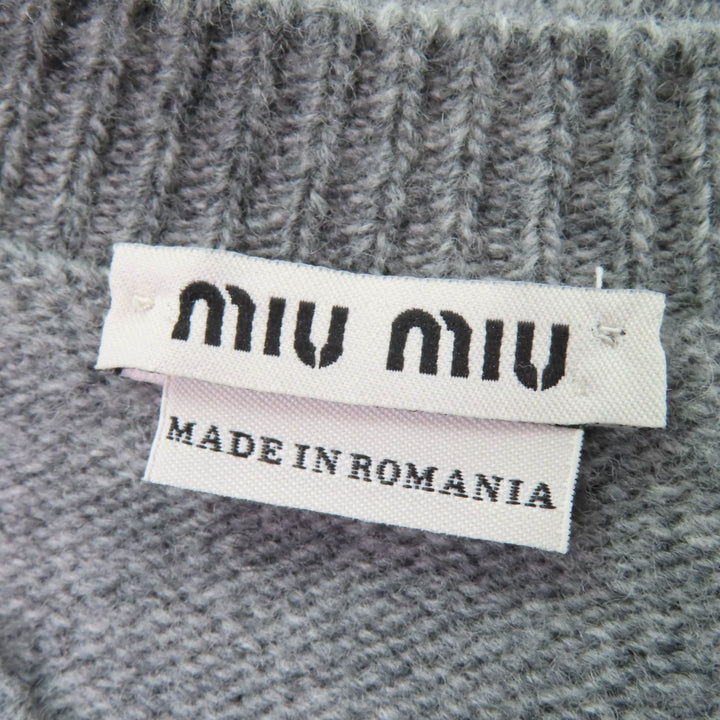 Excellent MIUMIU knit Back logo Cropped length V-neck Long sleeves Women 38
