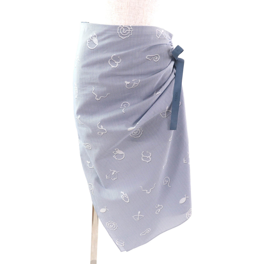 Great FENDI skirt White blue cotton Women 38 FQ7486