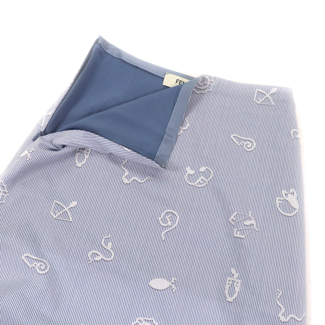 Great FENDI skirt White blue cotton Women 38 FQ7486