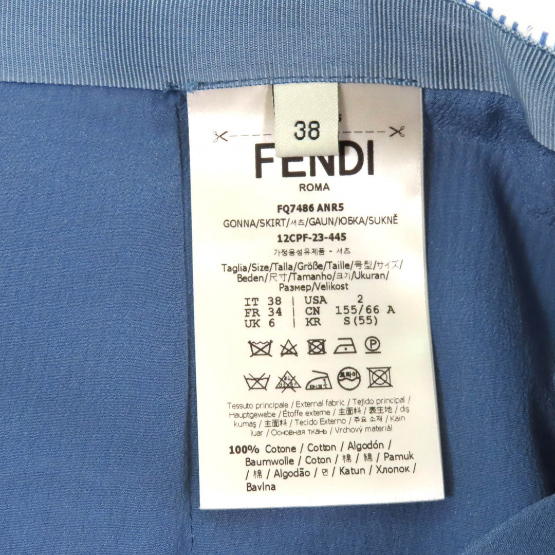 Great FENDI skirt White blue cotton Women 38 FQ7486