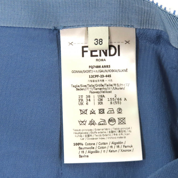 Great FENDI skirt White blue cotton Women 38 FQ7486