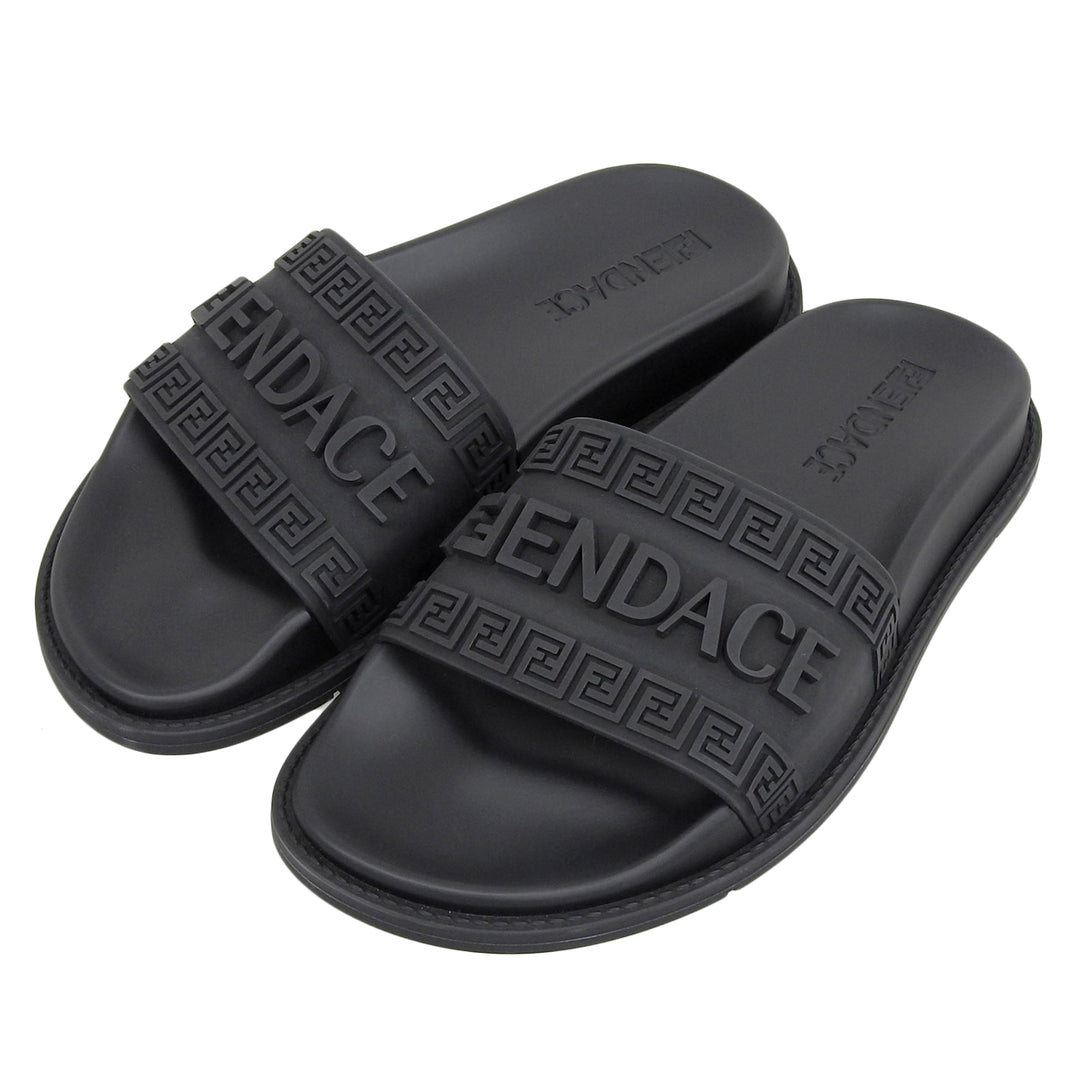 Pristine FENDACE Sandals Fendi Versace black rubber Women 36 8X8340