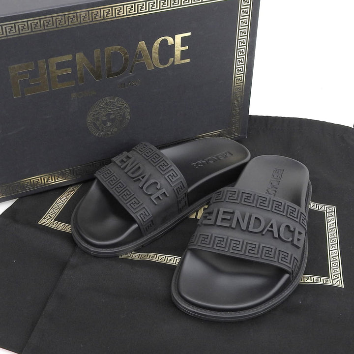 Pristine FENDACE Sandals Fendi Versace black rubber Women 36 8X8340
