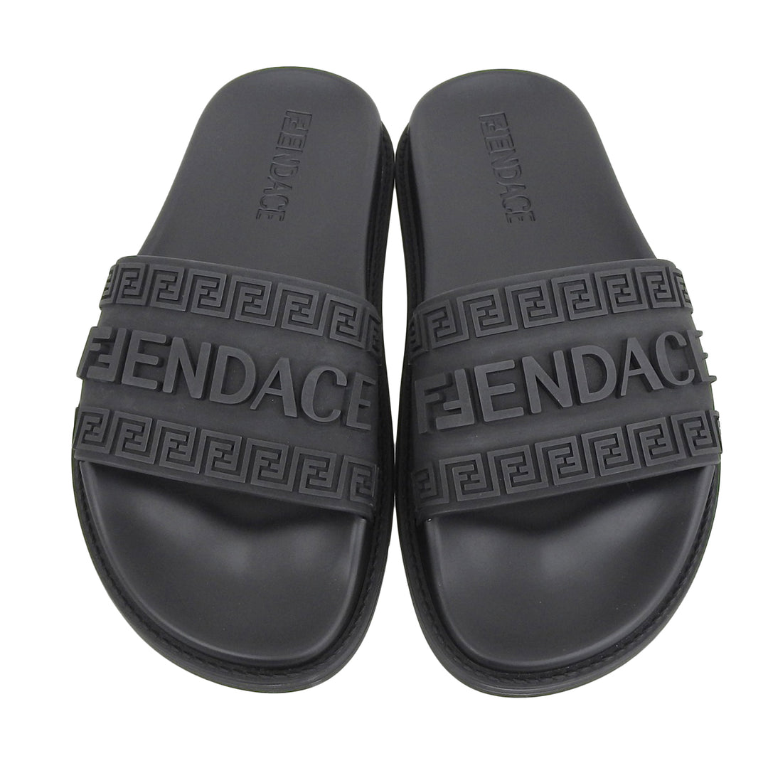 Pristine FENDACE Sandals Fendi Versace black rubber Women 36 8X8340