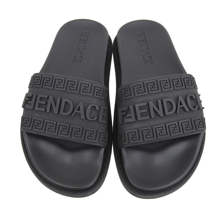 Pristine FENDACE Sandals Fendi Versace black rubber Women 36 8X8340