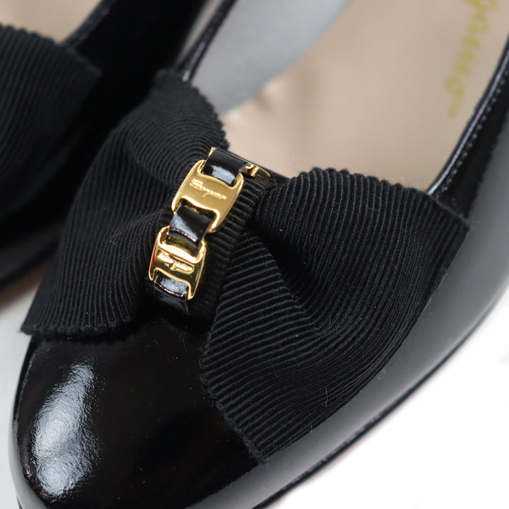 Excellent Salvatore Ferragamo pumps MAIL Vara ribbon black leather Women 5 67035
