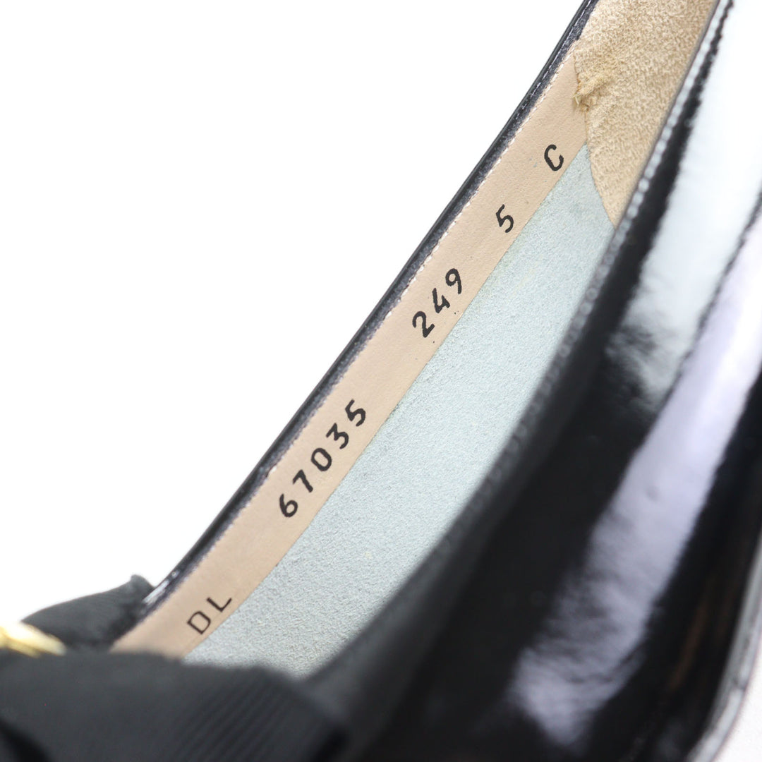 Excellent Salvatore Ferragamo pumps MAIL Vara ribbon black leather Women 5 67035