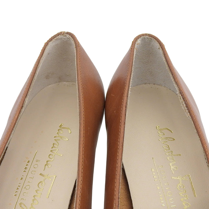 Excellent Salvatore Ferragamo pumps VARA Vara ribbon Brown leather Women 5