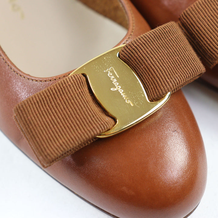 Excellent Salvatore Ferragamo pumps VARA Vara ribbon Brown leather Women 5