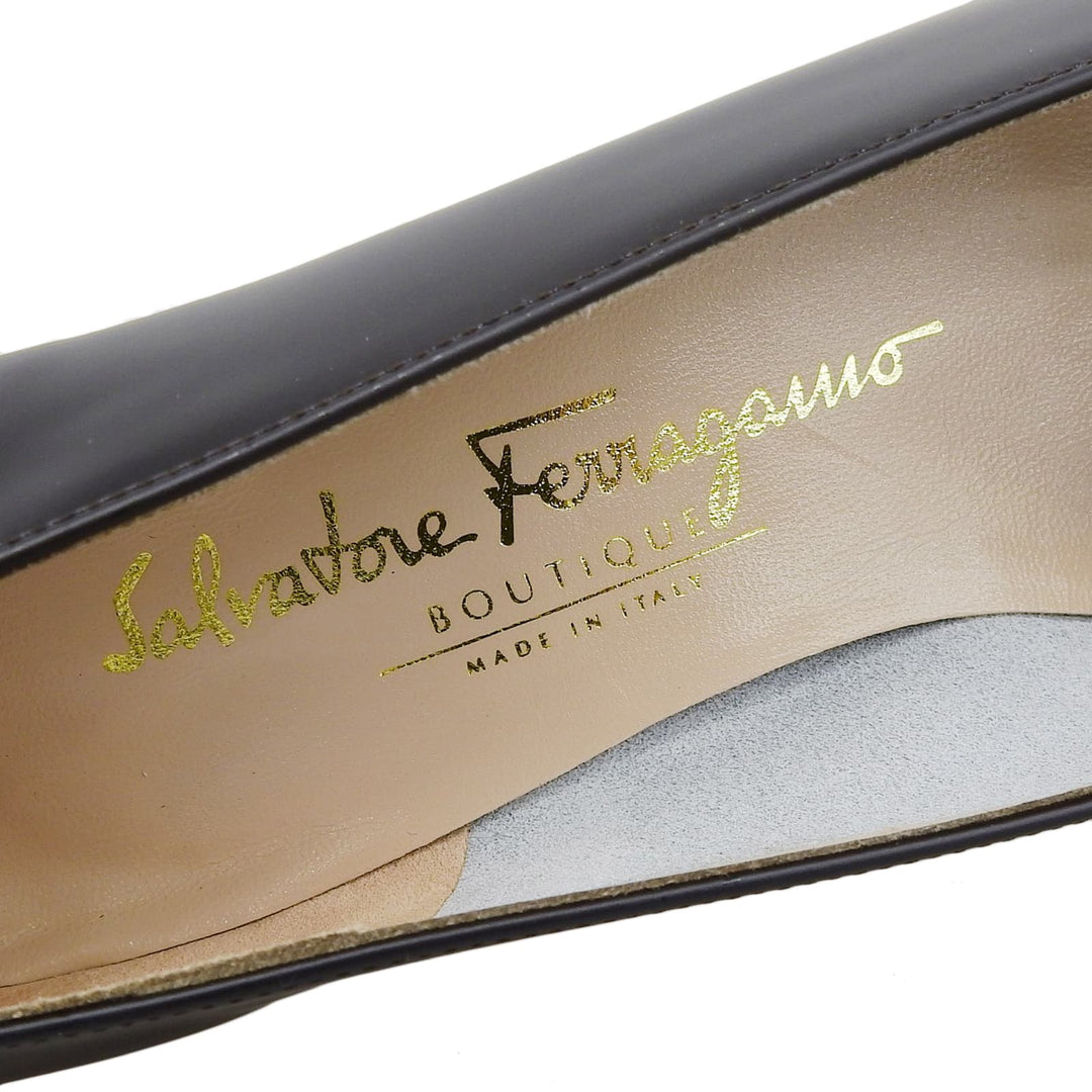 Excellent Salvatore Ferragamo pumps FRAGOLA Vala Dark brown leather Women 6