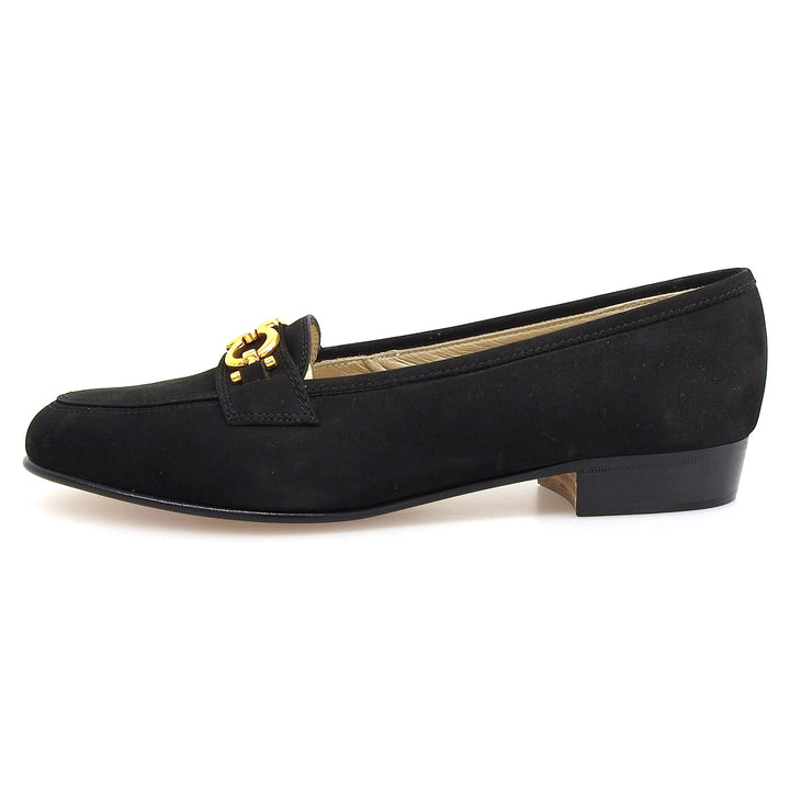 Excellent Salvatore Ferragamo pumps BABS Double Gancini black Nubuck Women 5.5