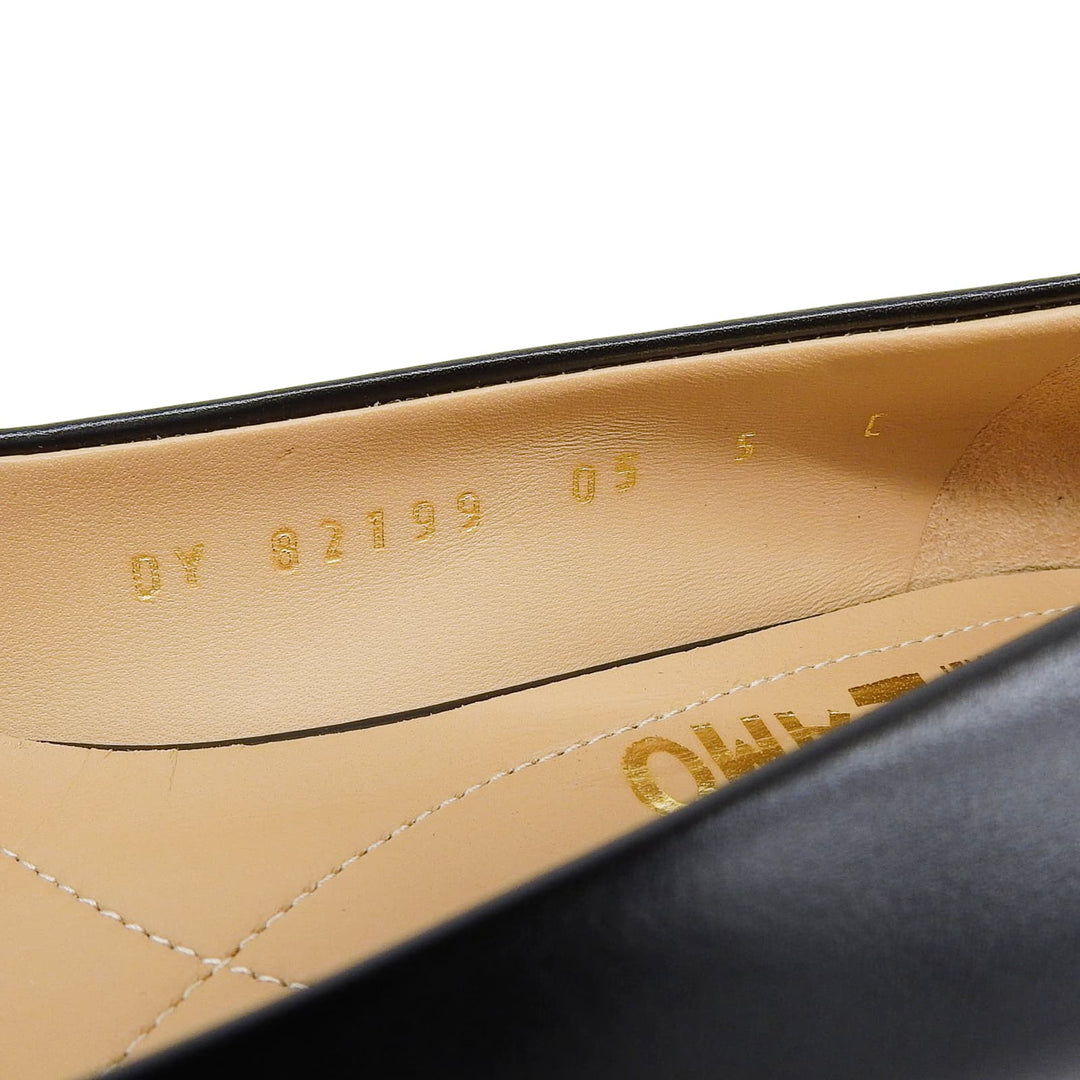 Excellent Salvatore Ferragamo pumps VARINA Vara ribbon black leather Women 5