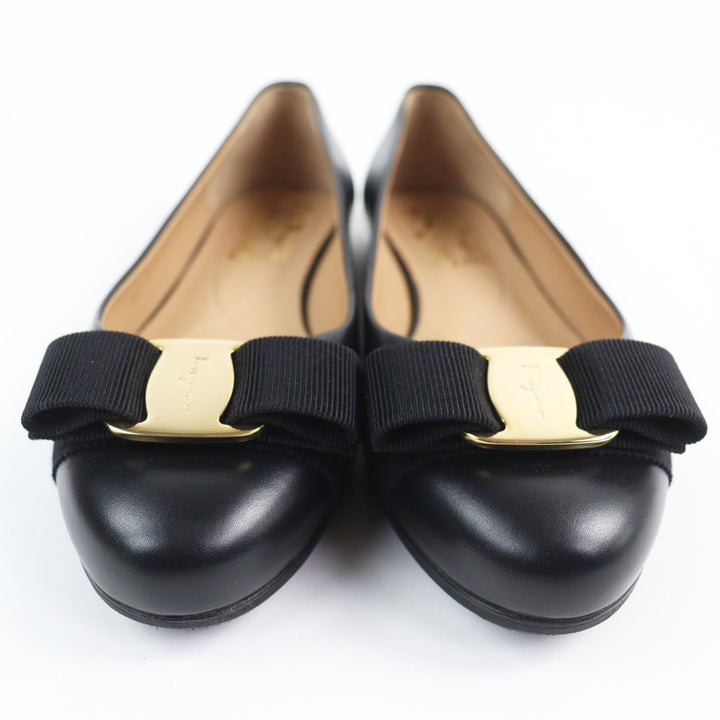 Excellent Salvatore Ferragamo pumps VARINA Vara ribbon black leather Women 5
