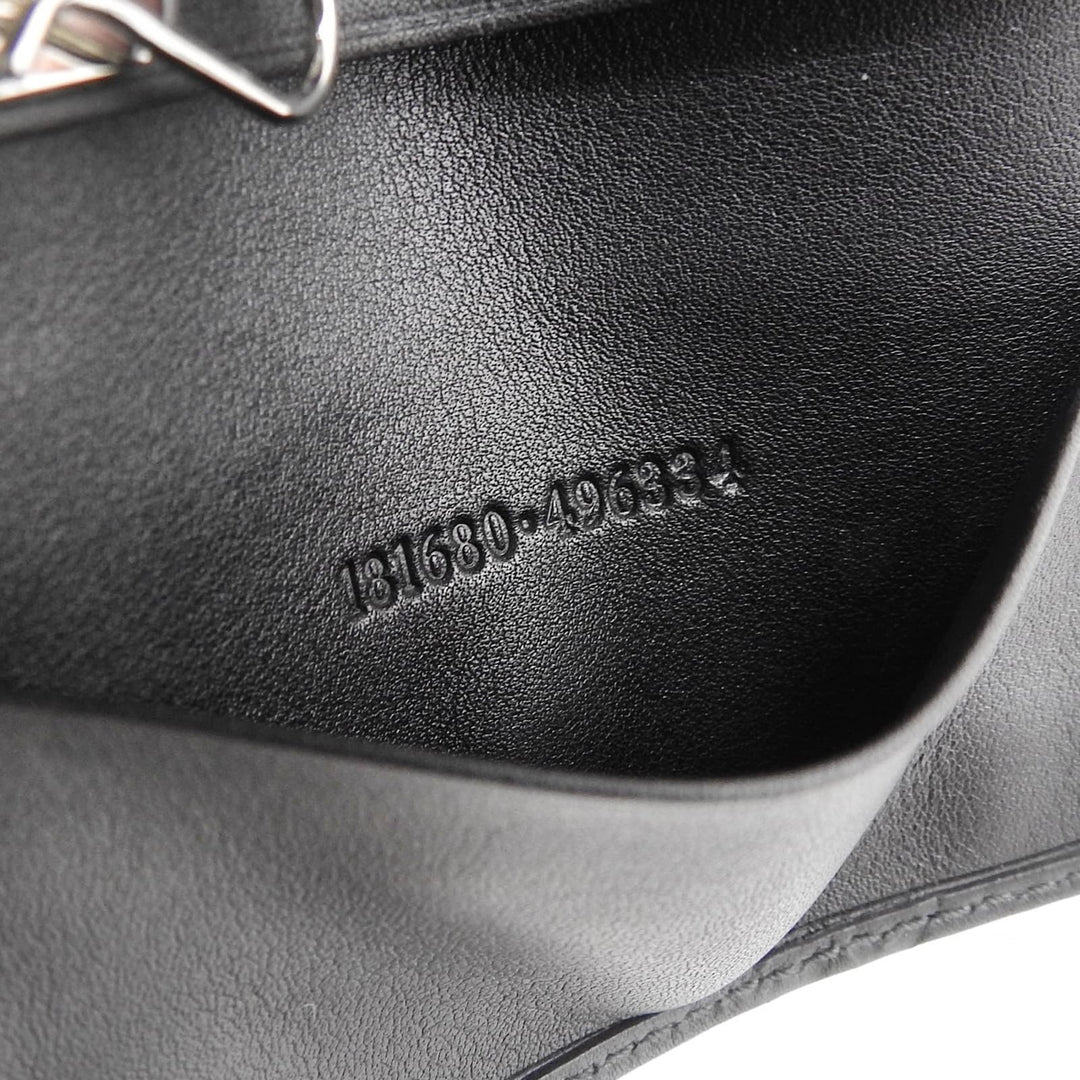 Excellent GUCCI Key holder Guccissima Interlocking G 6-row black leather mens