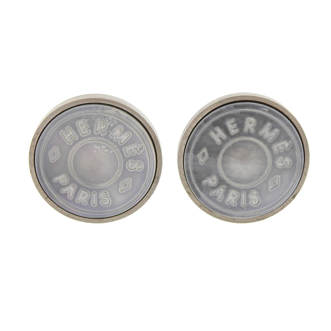 Great HERMES Earring Serie Shell Clip Type Silver metal Women