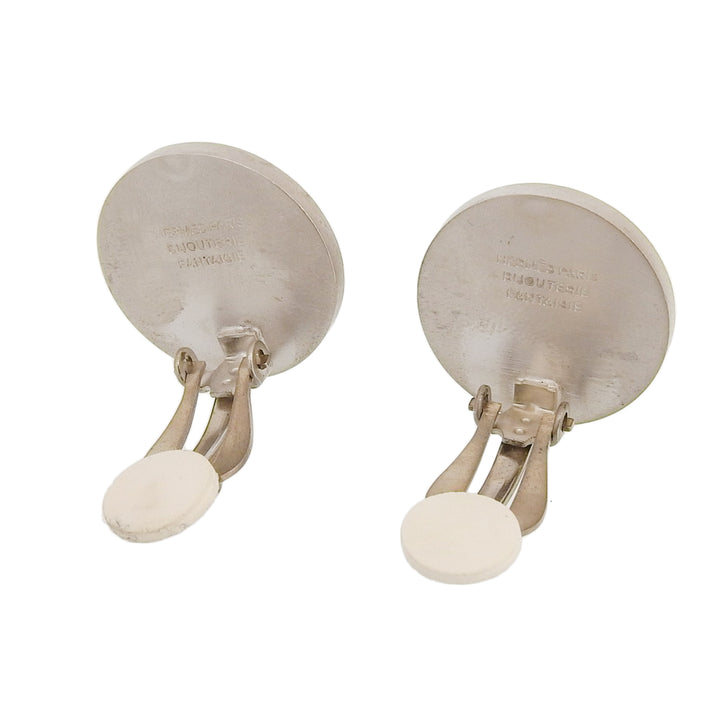 Great HERMES Earring Serie Shell Clip Type Silver metal Women