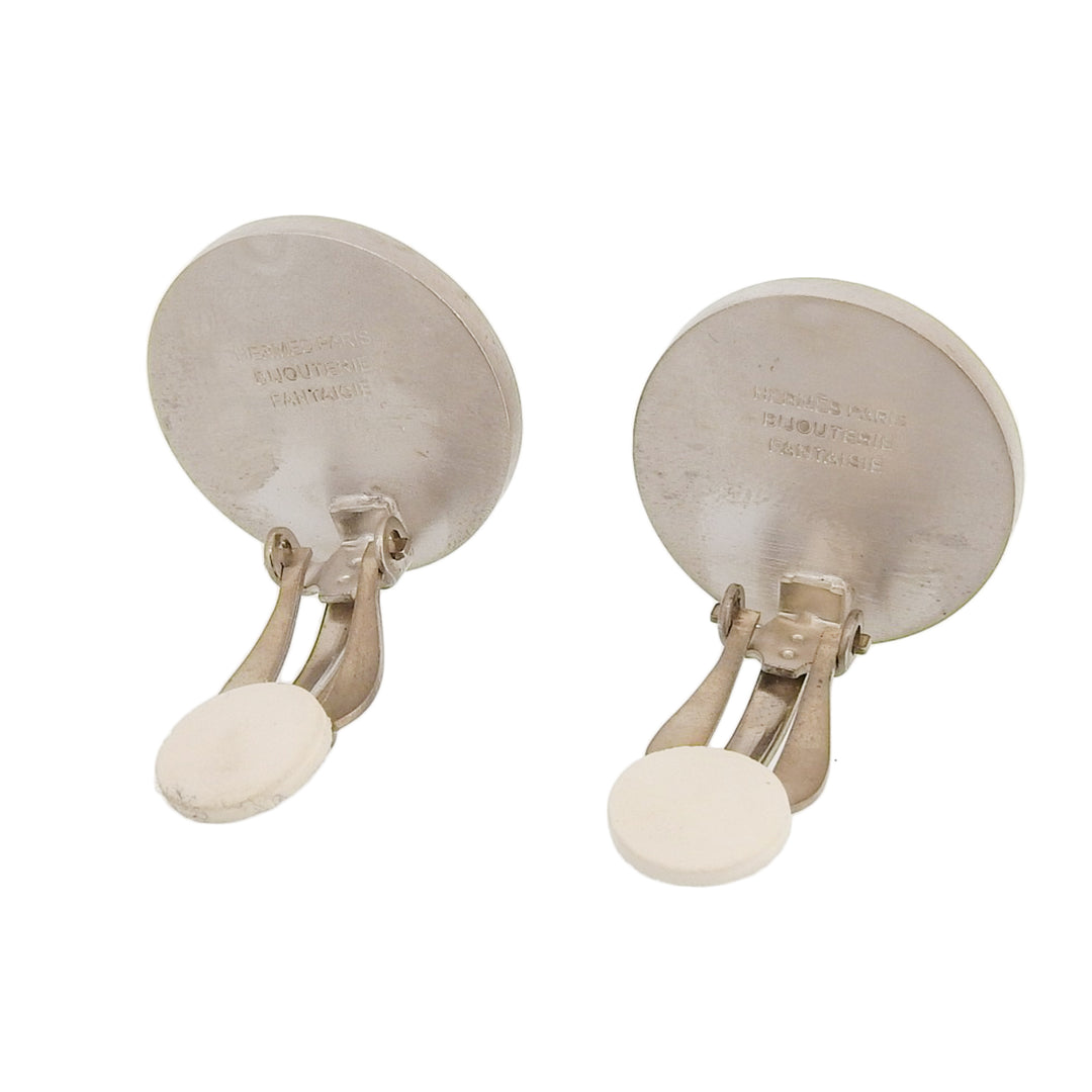 Great HERMES Earring Serie Shell Clip Type Silver metal Women