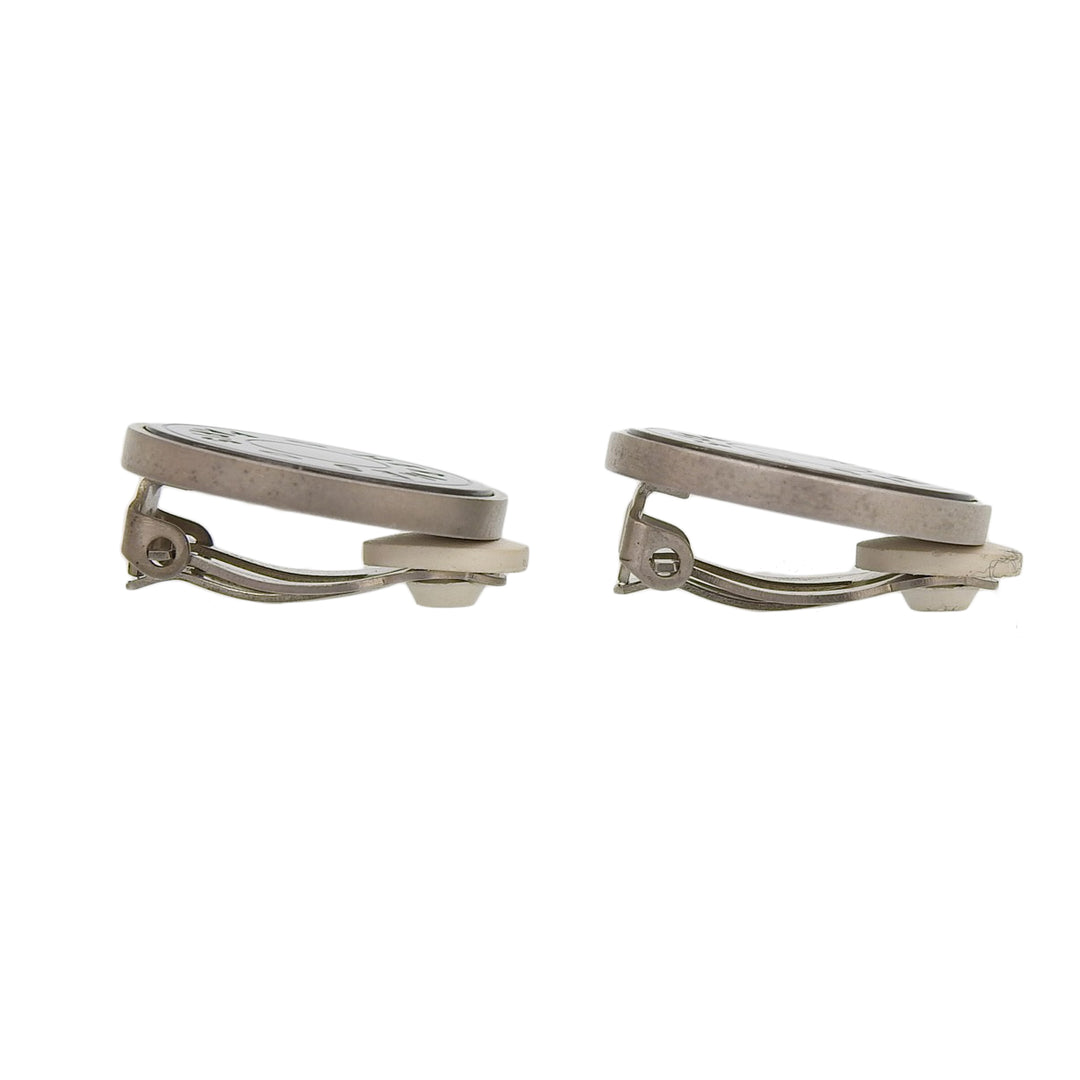 Great HERMES Earring Serie Shell Clip Type Silver metal Women