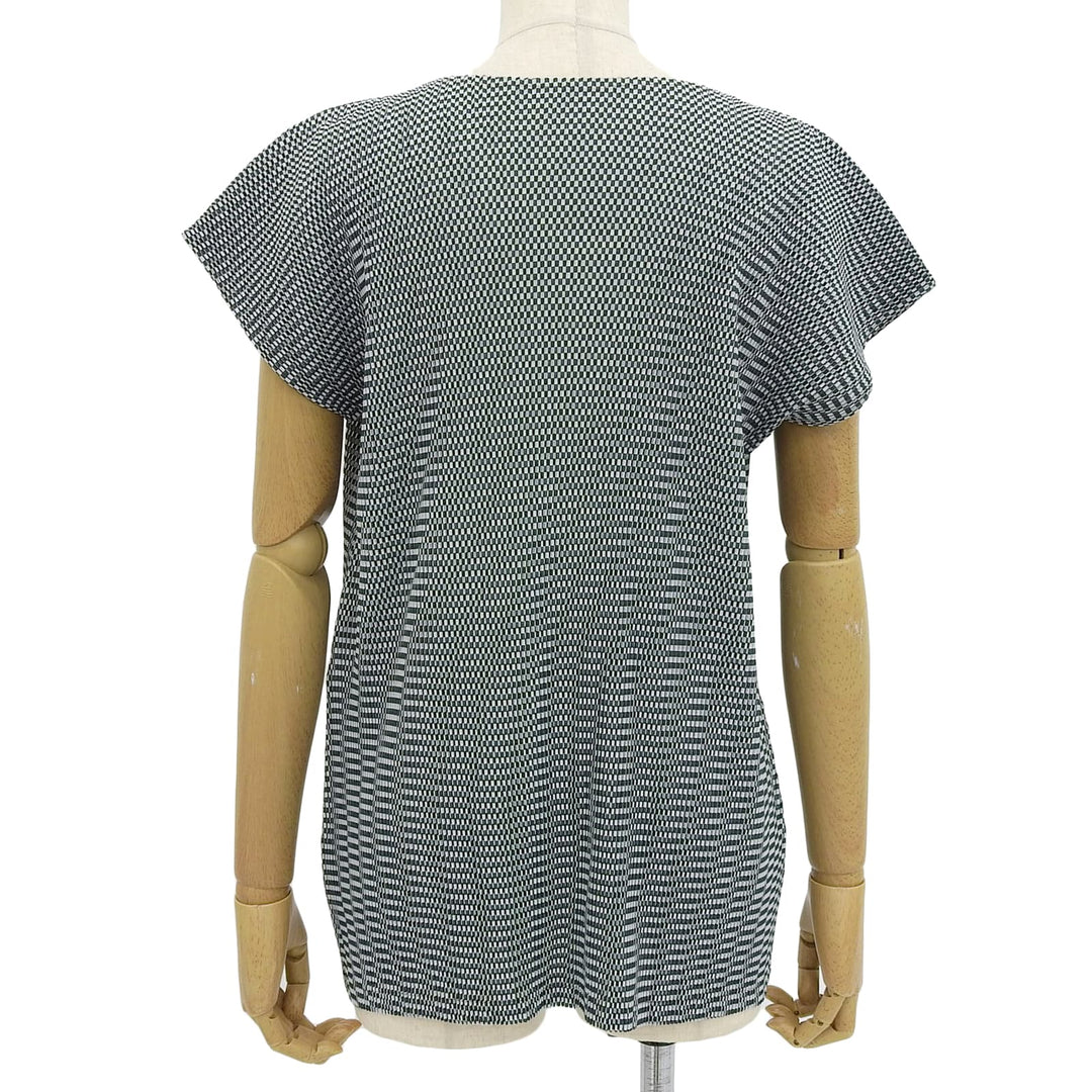 Great PLEATS PLEASE tops Block Check Pattern Short Sleeve T-shirt Black 3