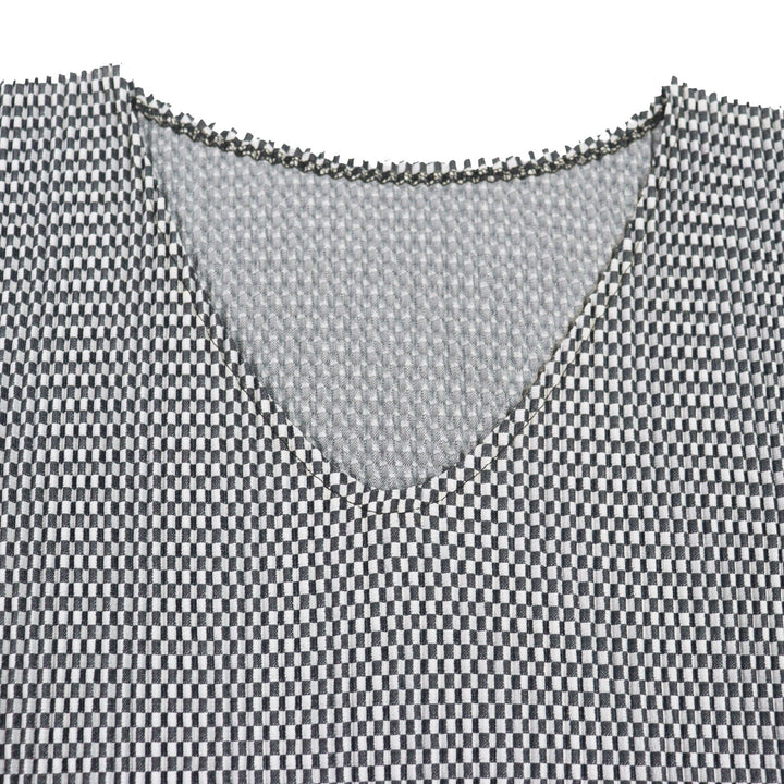 Great PLEATS PLEASE tops Block Check Pattern Short Sleeve T-shirt Black 3