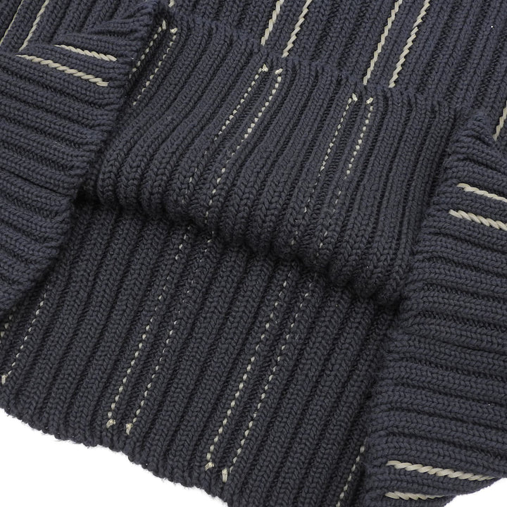 Great HERMES knit Braided Leather Long Sleeve Navy cotton mens M