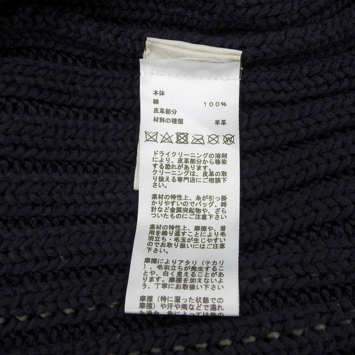 Great HERMES knit Braided Leather Long Sleeve Navy cotton mens M