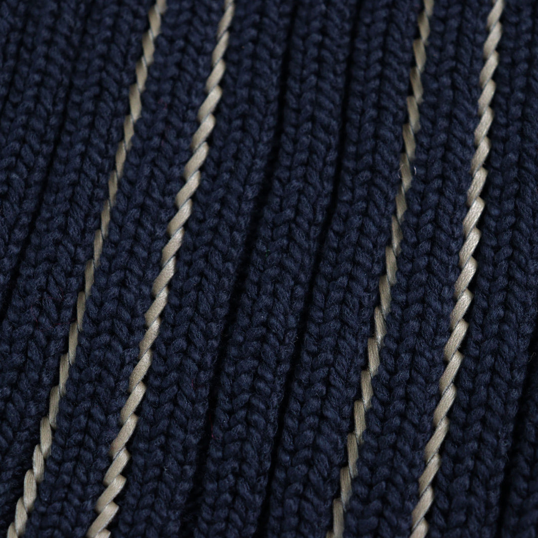 Great HERMES knit Braided Leather Long Sleeve Navy cotton mens M