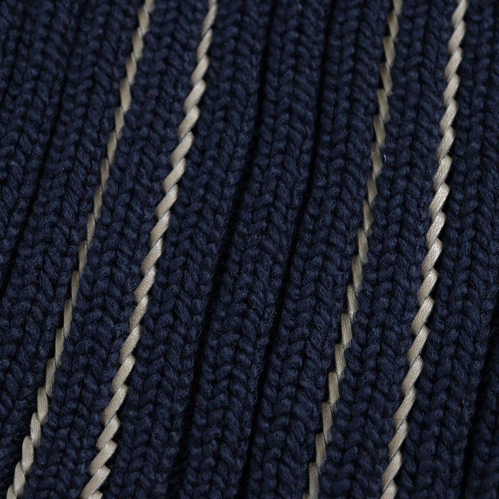 Great HERMES knit Braided Leather Long Sleeve Navy cotton mens M