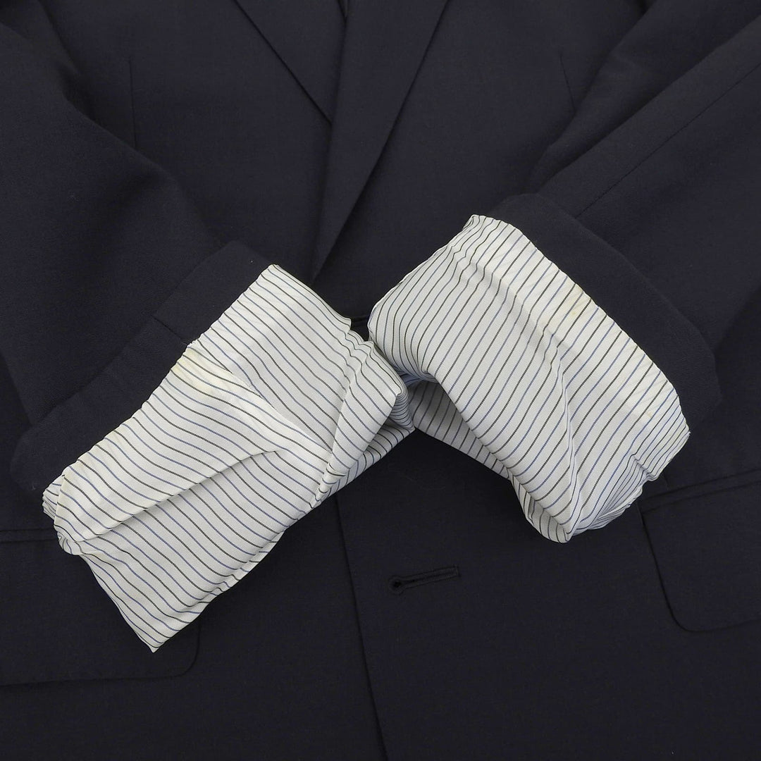 Very Good BURBERRY LONDON suit Logo metal button single Navy wool mens