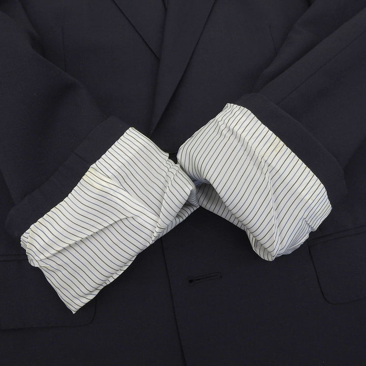 Very Good BURBERRY LONDON suit Logo metal button single Navy wool mens