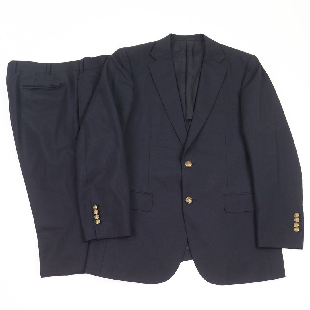 Very Good BURBERRY LONDON suit Logo metal button single Navy wool mens