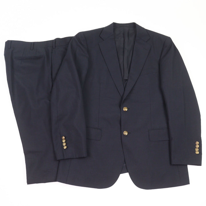 Very Good BURBERRY LONDON suit Logo metal button single Navy wool mens