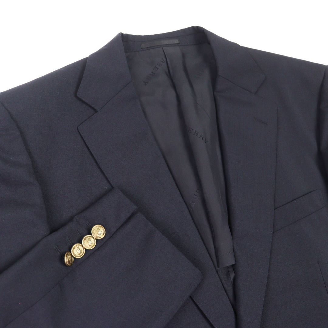 Very Good BURBERRY LONDON suit Logo metal button single Navy wool mens