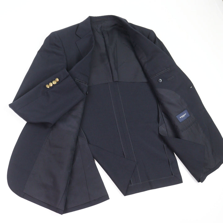 Very Good BURBERRY LONDON suit Logo metal button single Navy wool mens