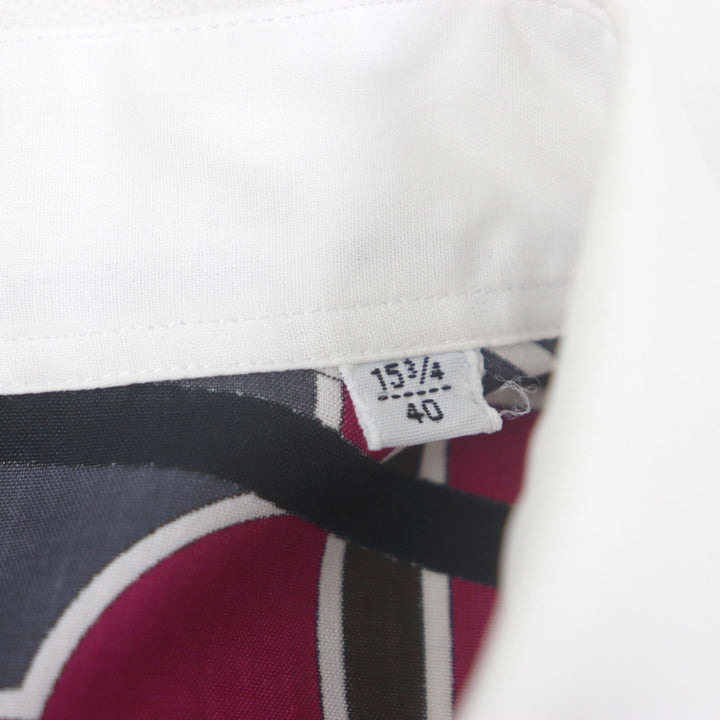 Excellent HERMES Long sleeve shirt Mosaic Giant White mulch cotton mens 40