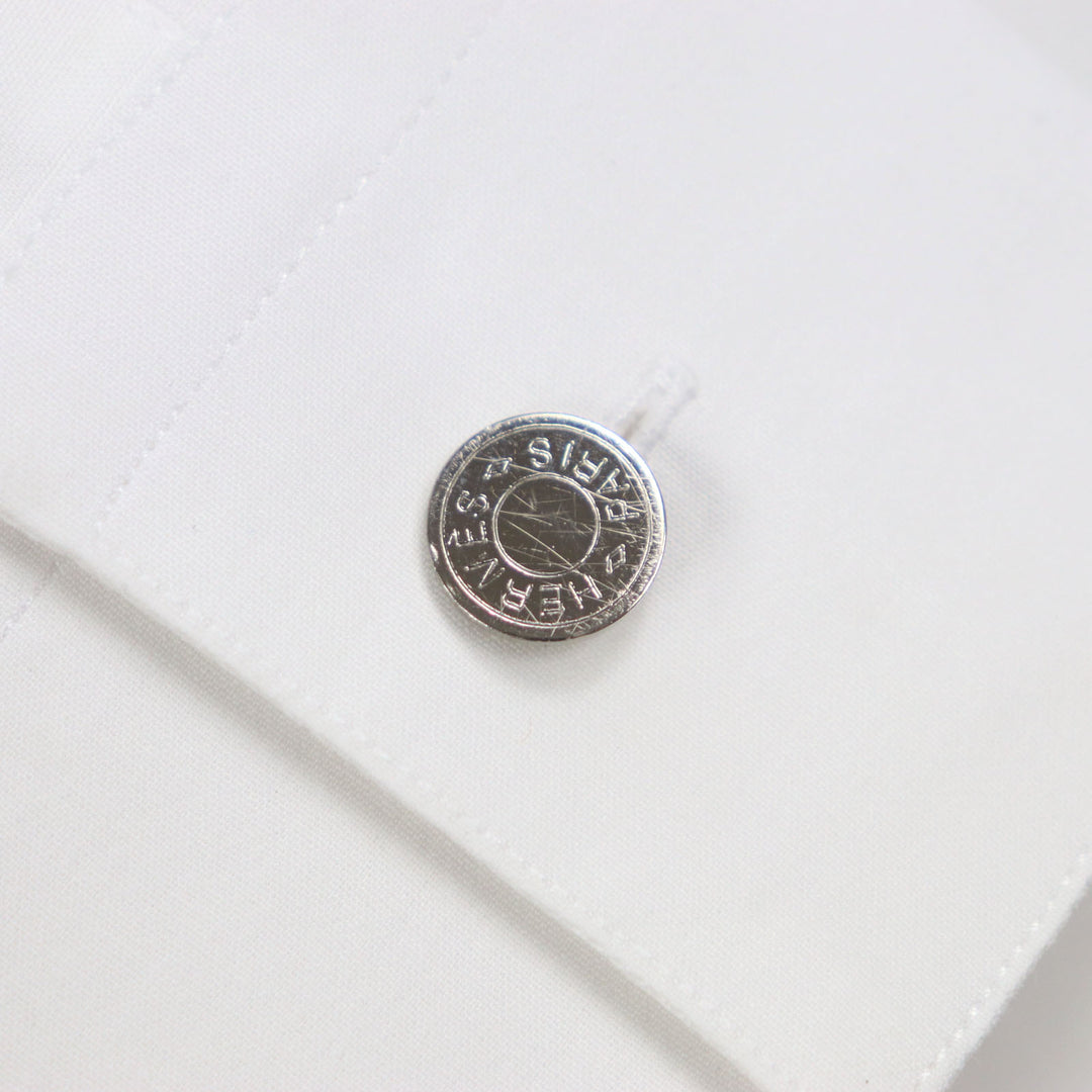 Excellent HERMES Long sleeve shirt Mosaic Giant White mulch cotton mens 40