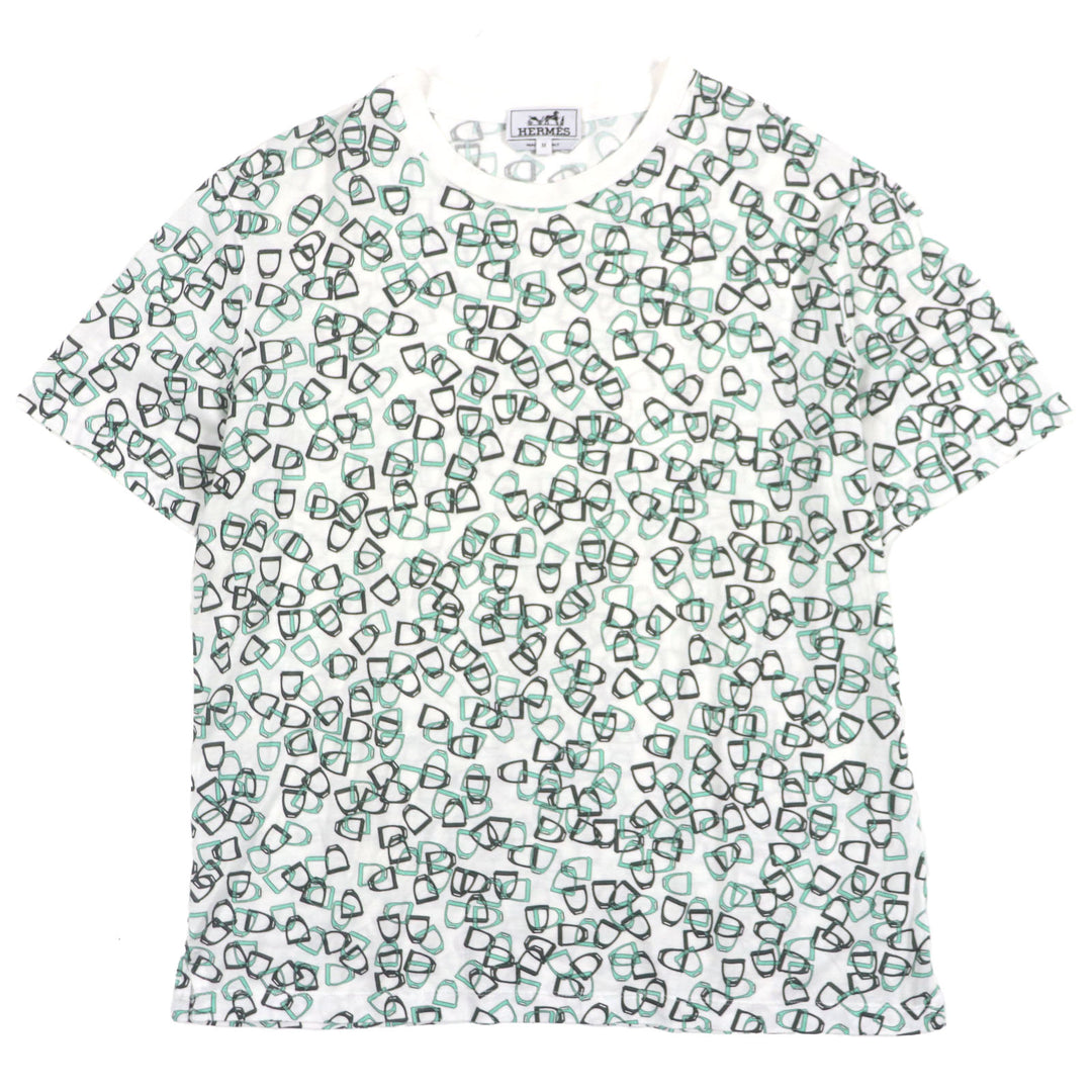 Great HERMES Short sleeve T-shirt White green cotton mens M