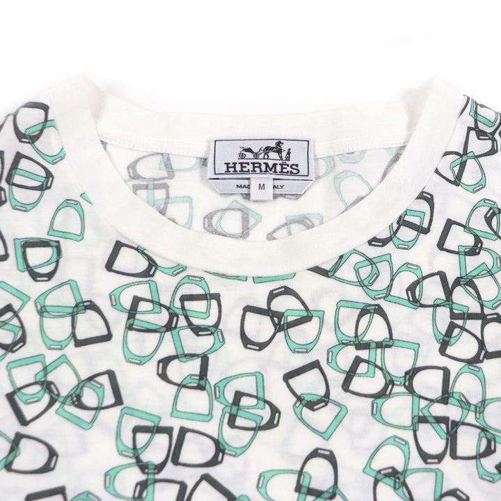 Great HERMES Short sleeve T-shirt White green cotton mens M