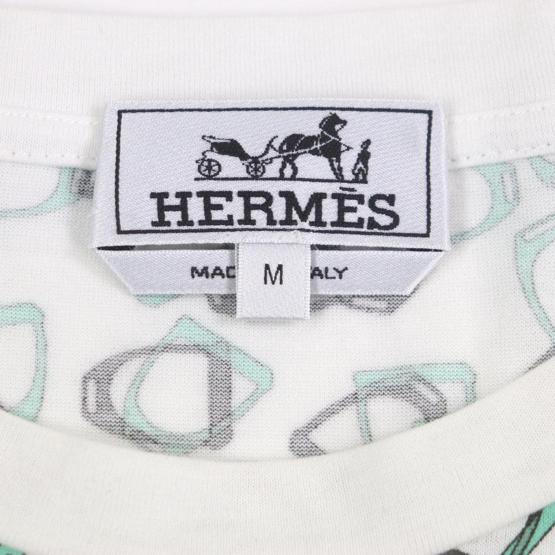 Great HERMES Short sleeve T-shirt White green cotton mens M