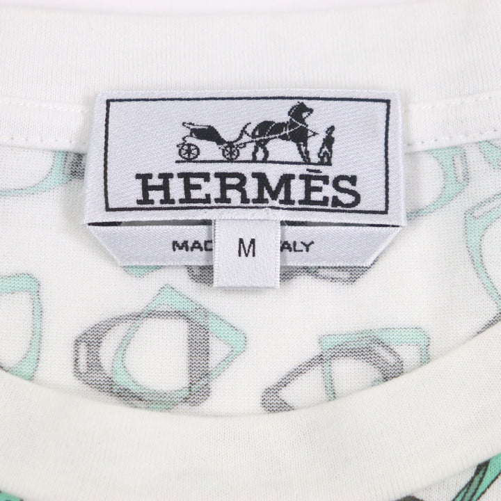 Great HERMES Short sleeve T-shirt White green cotton mens M