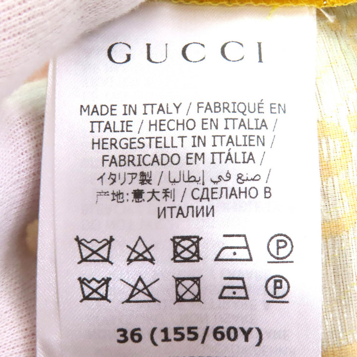 Excellent GUCCI Pants GG Jacquard Flare Pants Bell Bottom Trousers Yellow 36