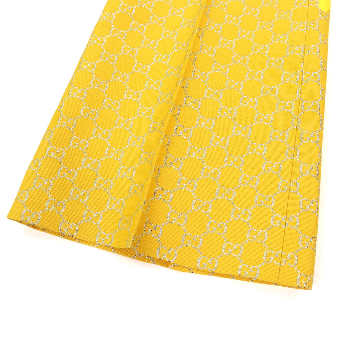 Excellent GUCCI Pants GG Jacquard Flare Pants Bell Bottom Trousers Yellow 36
