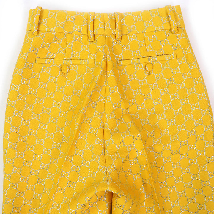 Excellent GUCCI Pants GG Jacquard Flare Pants Bell Bottom Trousers Yellow 36