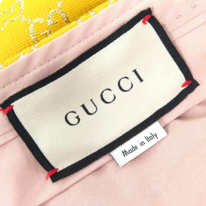 Excellent GUCCI Pants GG Jacquard Flare Pants Bell Bottom Trousers Yellow 36