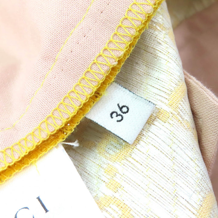 Excellent GUCCI Pants GG Jacquard Flare Pants Bell Bottom Trousers Yellow 36