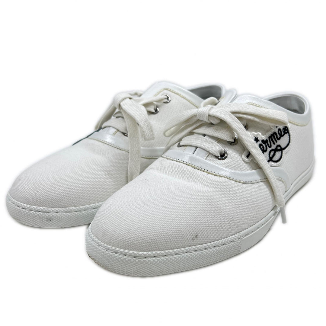 Great HERMES Low cut sneakers Innocent Logo Embroidery white canvas Women 37 241180Z