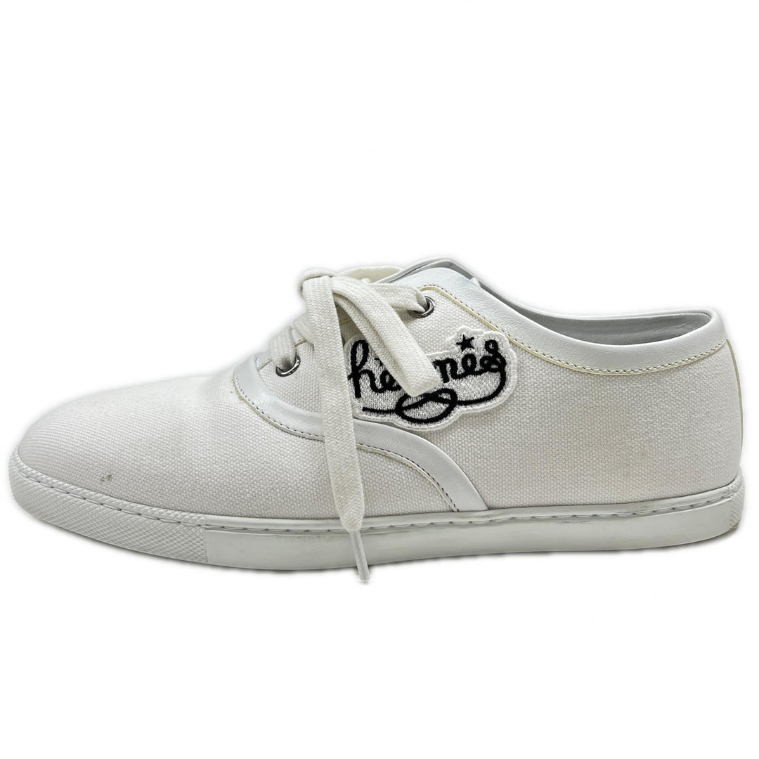 Great HERMES Low cut sneakers Innocent Logo Embroidery white canvas Women 37 241180Z