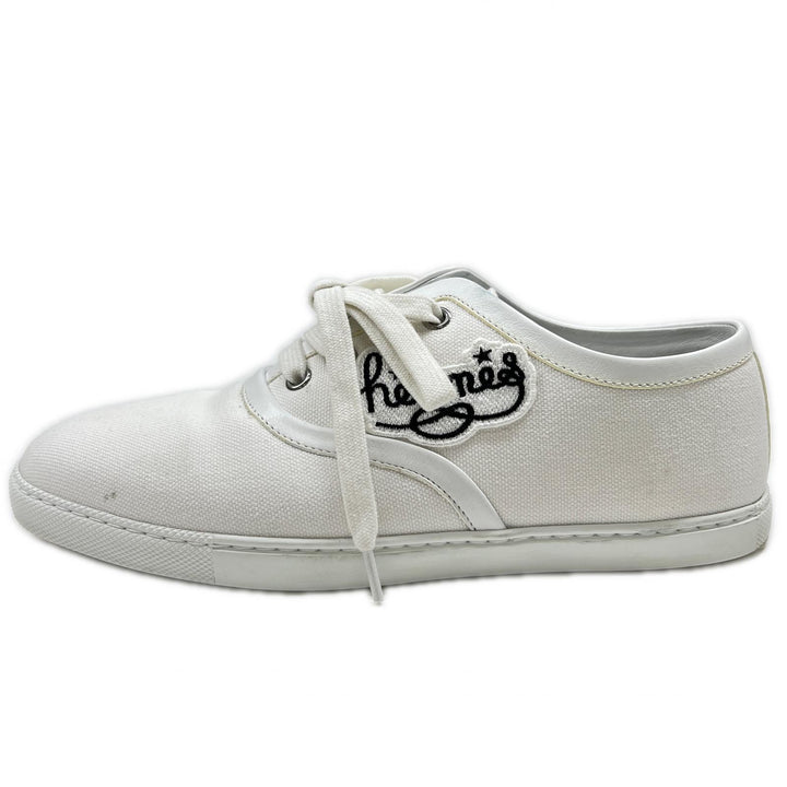 Great HERMES Low cut sneakers Innocent Logo Embroidery white canvas Women 37 241180Z