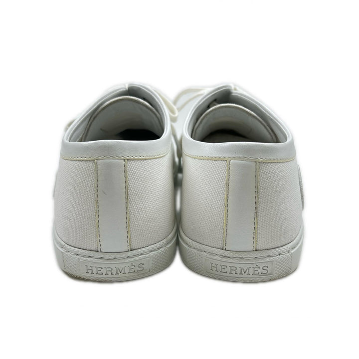 Great HERMES Low cut sneakers Innocent Logo Embroidery white canvas Women 37 241180Z