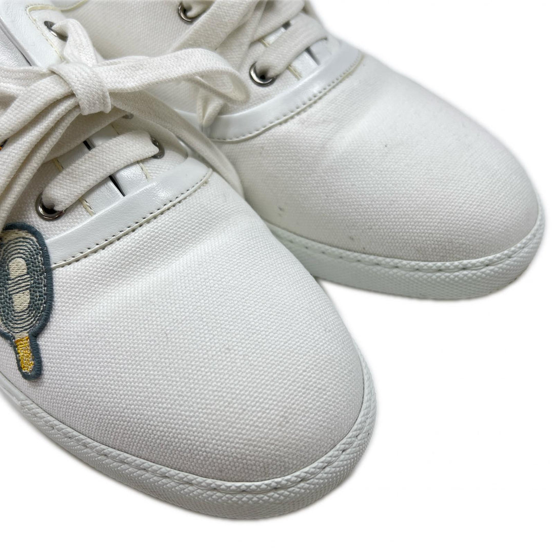 Great HERMES Low cut sneakers Innocent Logo Embroidery white canvas Women 37 241180Z